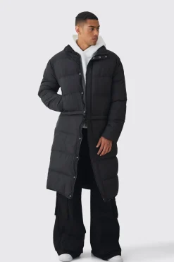 boohooMAN 3 In 1 Longline Puffer With Detachable Bag In | UK| Coats & Jackets