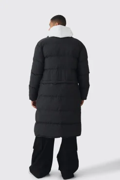 boohooMAN 3 In 1 Longline Puffer With Detachable Bag In | UK| Coats & Jackets