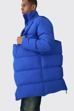 boohooMAN 3 In 1 Longline Puffer With Detachable Bag In | UK| Coats & Jackets