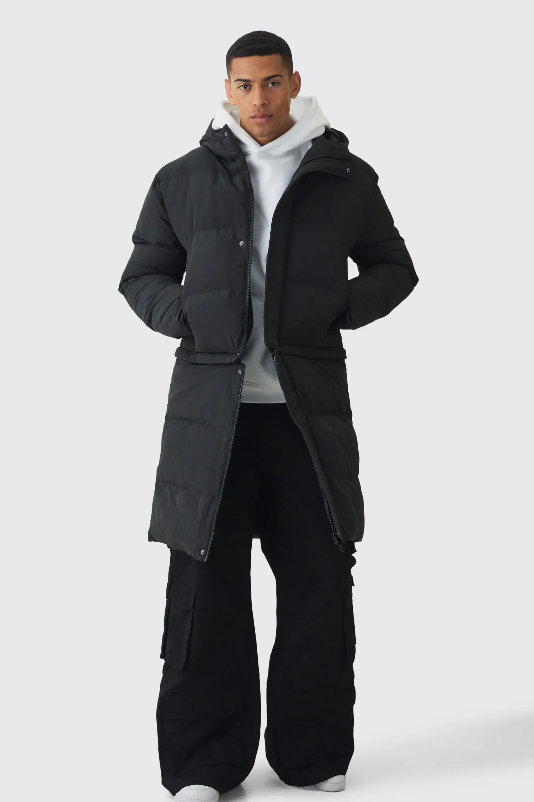 boohooMAN 2 In 1 Zip Off Longline Puffer Coat In | UK| Coats & Jackets