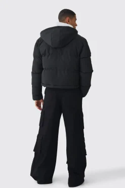 boohooMAN 2 In 1 Zip Off Longline Puffer Coat In | UK| Coats & Jackets