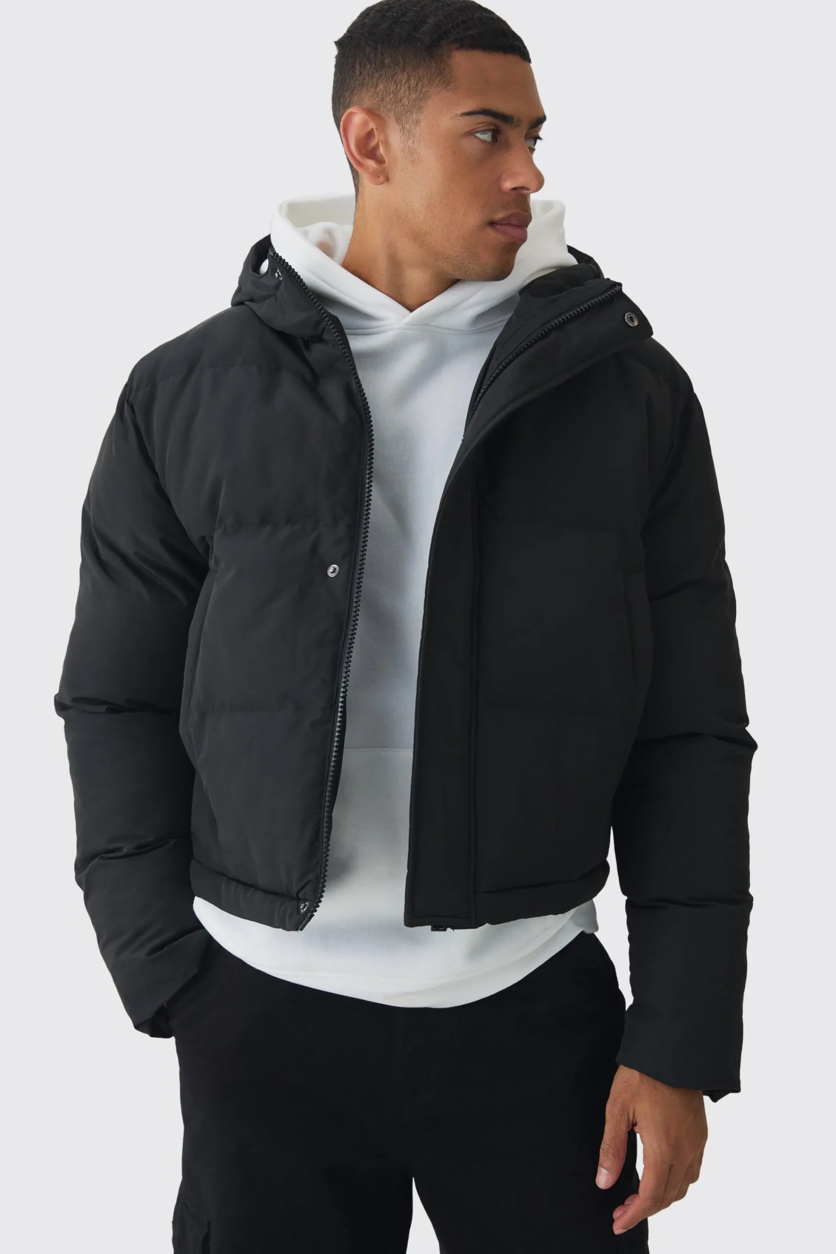 boohooMAN 2 In 1 Zip Off Longline Puffer Coat In | UK| Coats & Jackets