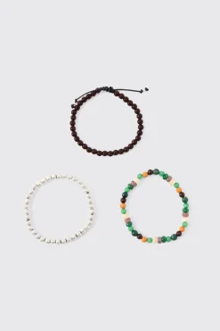 boohooMAN 3 Pack Beaded Bracelets | UK| Jewellery & Watches