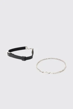 boohooMAN 2 Pack Belt Detailing Bracelets | UK| Jewellery & Watches