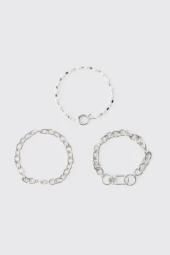 boohooMAN 3 Pack Chain Bracelets | UK| Jewellery & Watches