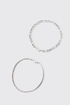 boohooMAN 2 Pack Chain Bracelets In | UK| Jewellery & Watches