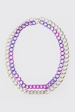 boohooMAN 2 Pack Chrome Chain Necklace In | UK| Jewellery & Watches