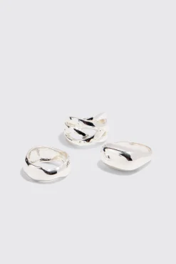 boohooMAN 3 Pack Chunky Rings In | UK| Jewellery & Watches