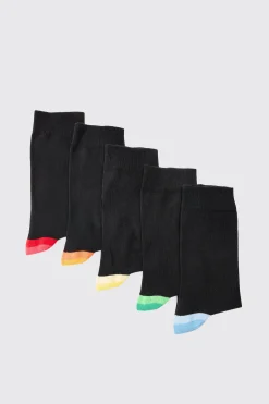 boohooMAN 5 Pack Contrast Socks | UK| Underwear & Socks|Underwear & Socks