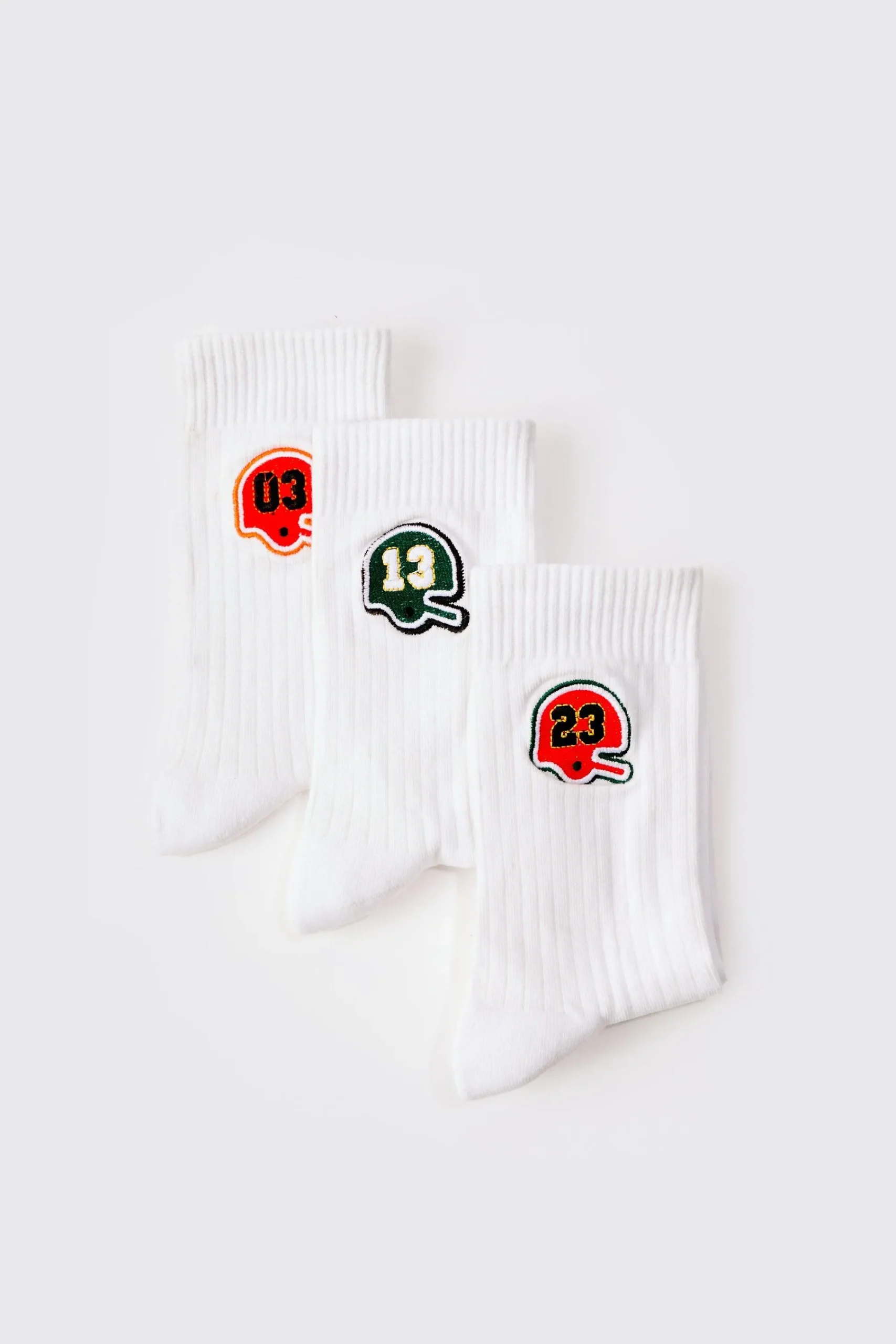 boohooMAN 3 Pack Embroidered Varsity Socks | UK| Underwear & Socks|Underwear & Socks