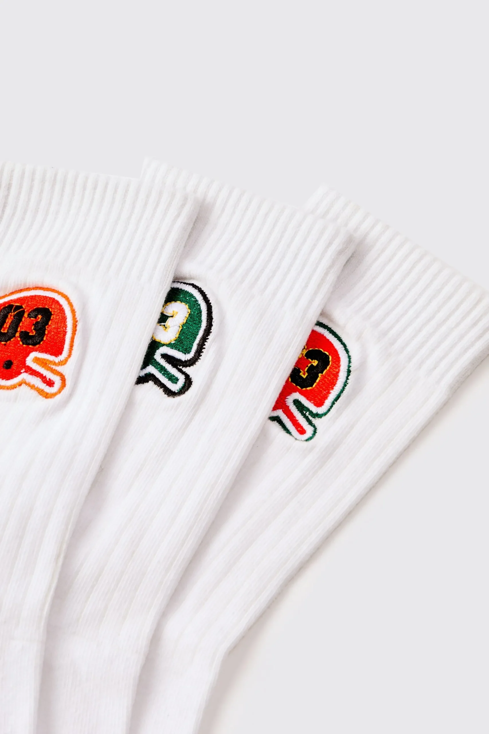 boohooMAN 3 Pack Embroidered Varsity Socks | UK| Underwear & Socks|Underwear & Socks