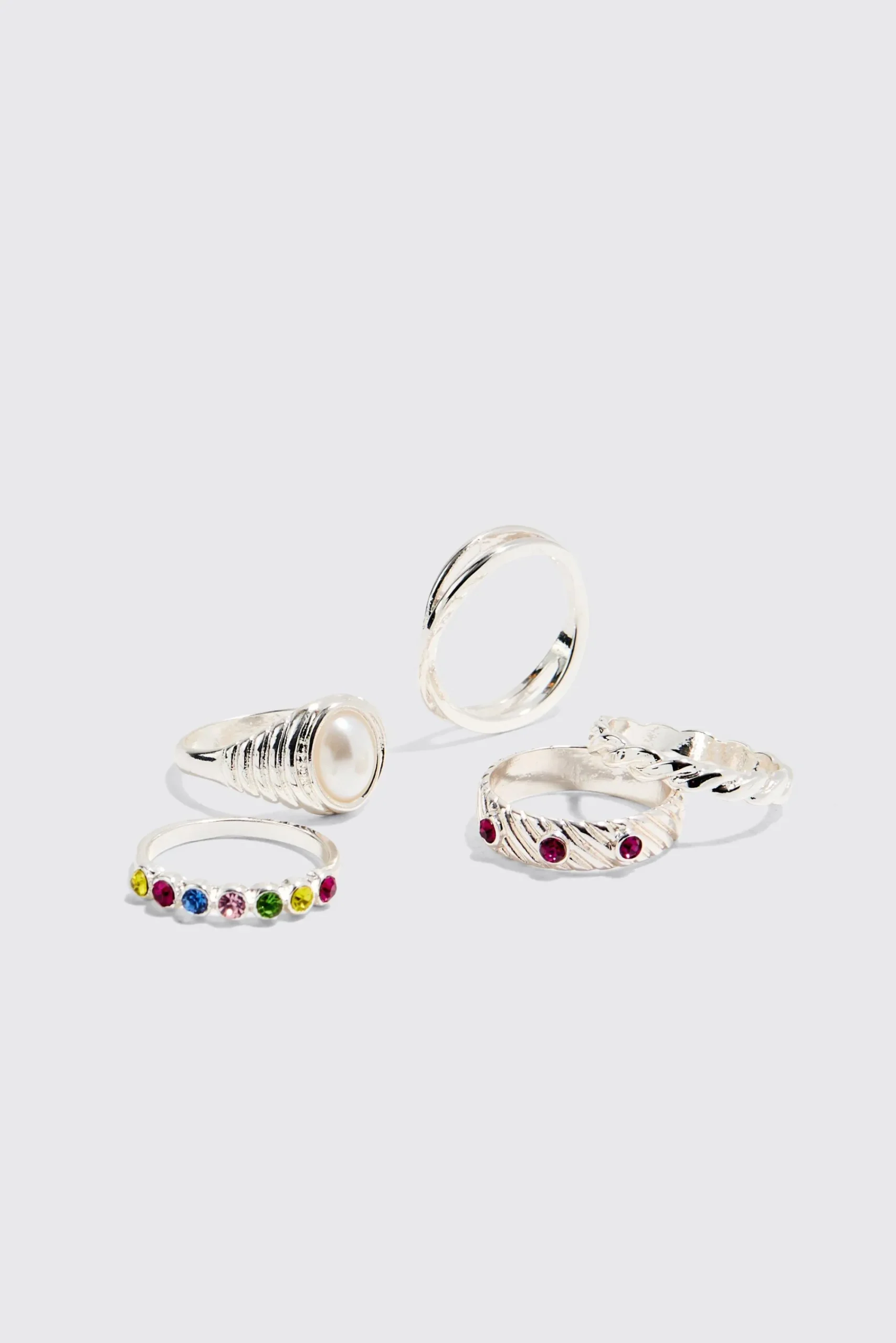 boohooMAN 5 Pack Gem Stone Rings | UK| Jewellery & Watches