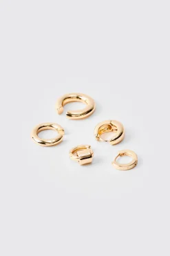 boohooMAN 5 Pack Hoop Earrings In | UK| Jewellery & Watches