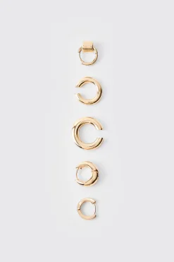 boohooMAN 5 Pack Hoop Earrings In | UK| Jewellery & Watches