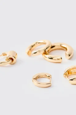 boohooMAN 5 Pack Hoop Earrings In | UK| Jewellery & Watches