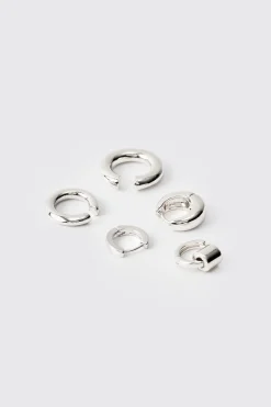 boohooMAN 5 Pack Gold Hoop Earrings In | UK| Jewellery & Watches