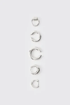 boohooMAN 5 Pack Gold Hoop Earrings In | UK| Jewellery & Watches