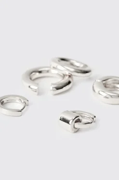 boohooMAN 5 Pack Gold Hoop Earrings In | UK| Jewellery & Watches