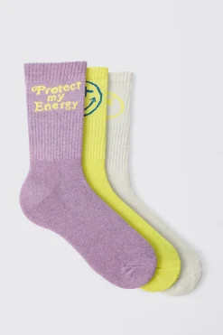 boohooMAN 3 Pack Graphic Socks | UK| Underwear & Socks|Underwear & Socks