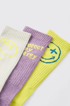 boohooMAN 3 Pack Graphic Socks | UK| Underwear & Socks|Underwear & Socks