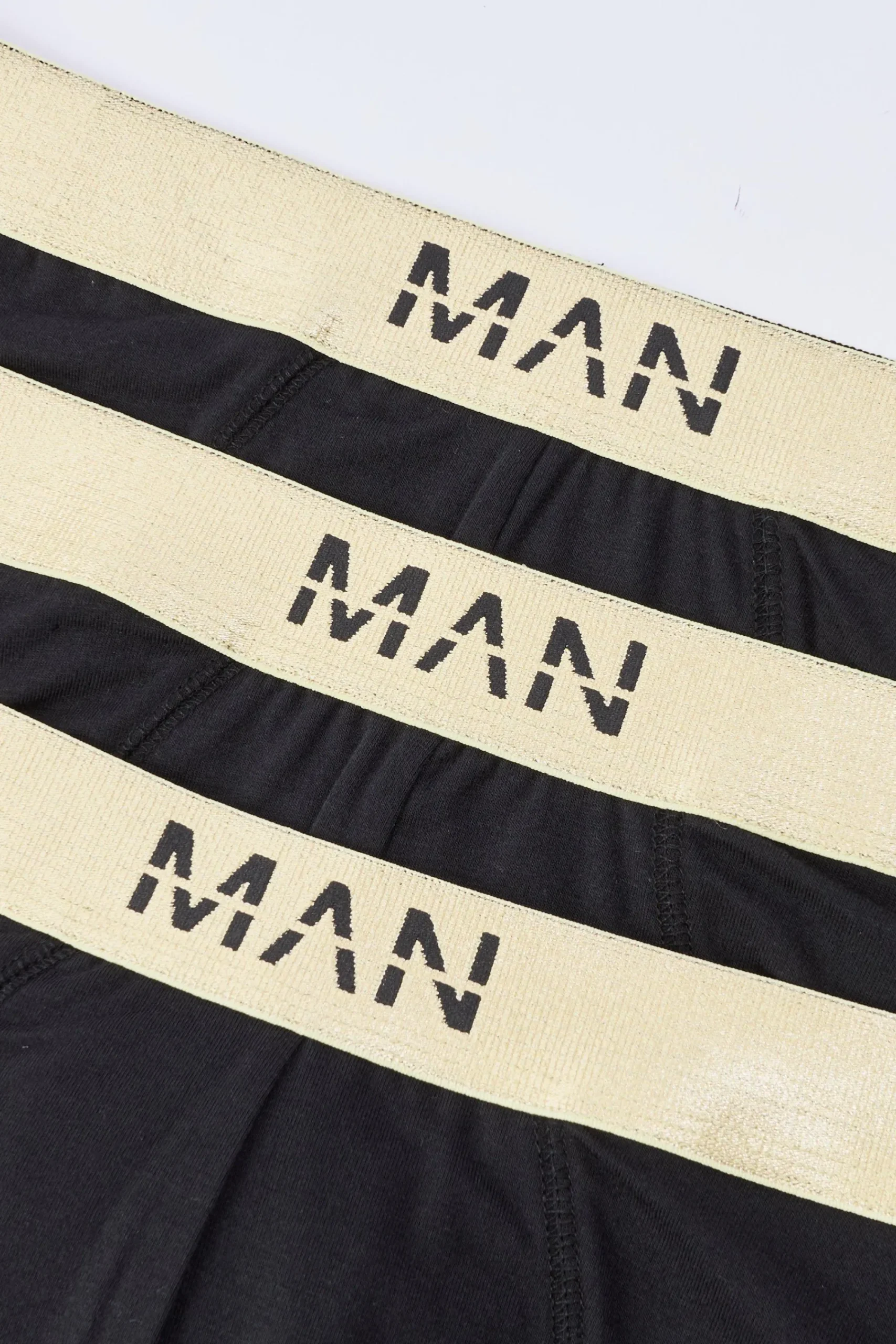 boohooMAN 3 Pack Man Dash Gold Waistband Briefs In | UK| Underwear & Socks|Underwear & Socks