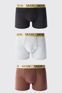 boohooMAN 3 Pack Man Dash Gold Waistband Boxers | UK| Underwear & Socks|Underwear & Socks