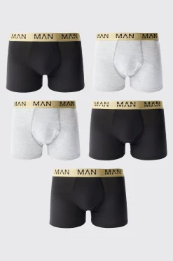 boohooMAN 5 Pack Man Dash Gold Waistband Boxers | UK| Underwear & Socks|Underwear & Socks