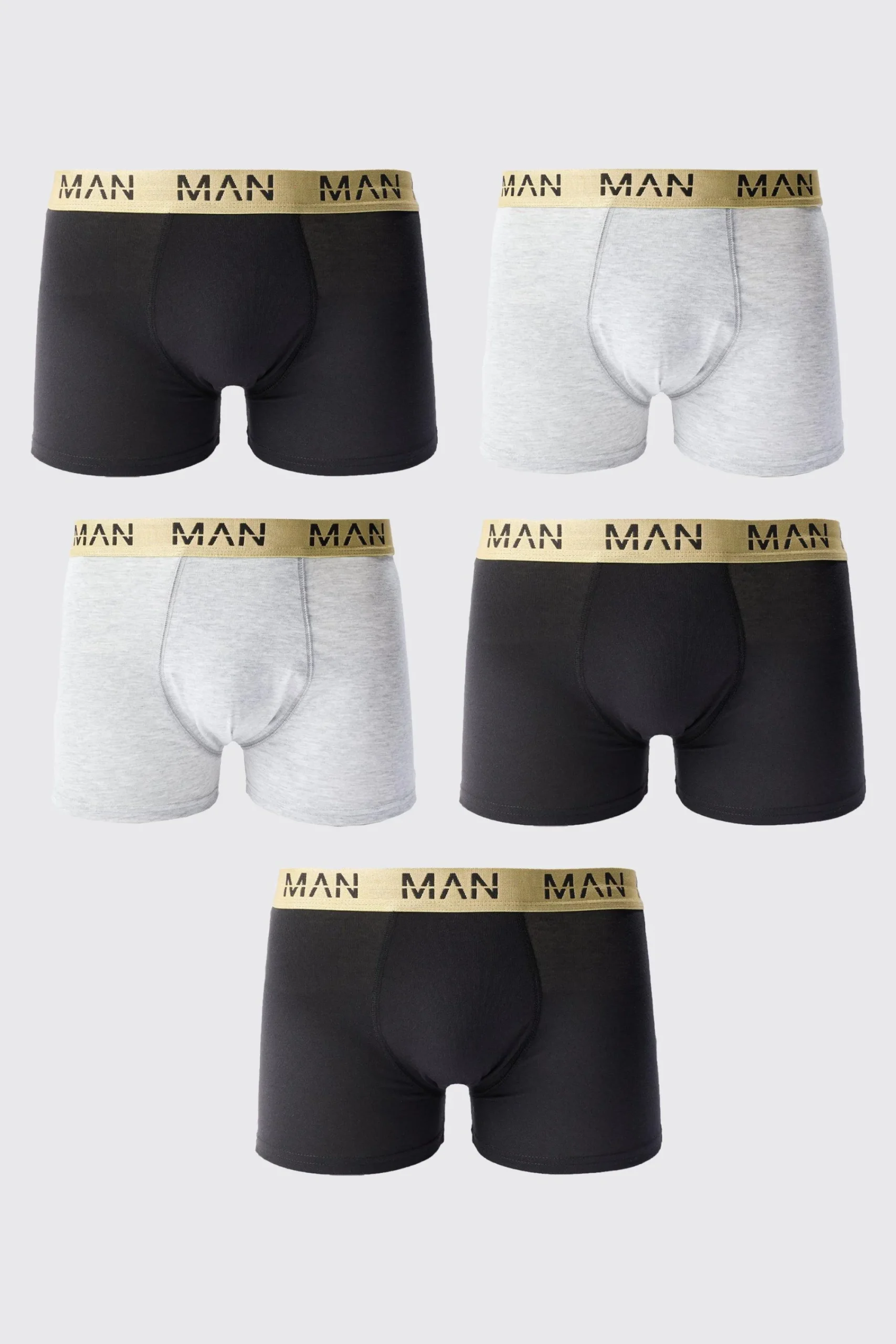boohooMAN 5 Pack Man Dash Gold Waistband Boxers | UK| Underwear & Socks|Underwear & Socks