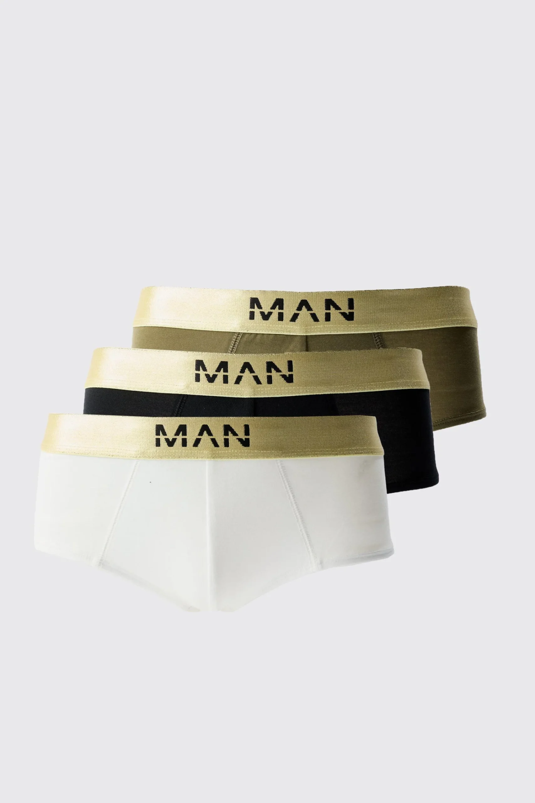 boohooMAN 3 Pack Man Dash Gold Waistband Briefs | UK| Underwear & Socks|Underwear & Socks