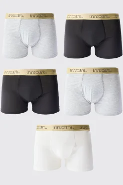 boohooMAN 5 Pack Man Gold Waistband Boxers | UK| Underwear & Socks|Underwear & Socks