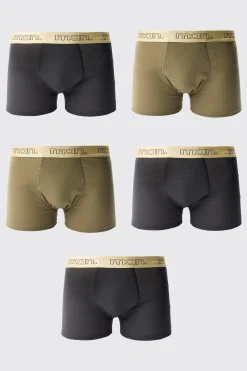 boohooMAN 5 Pack Man Gold Waistband Boxers | UK| Underwear & Socks|Underwear & Socks