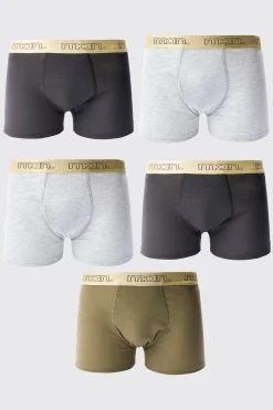 boohooMAN 5 Pack Man Gold Waistband Boxers | UK| Underwear & Socks|Underwear & Socks