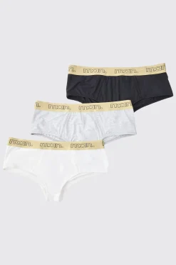 boohooMAN 3 Pack Man Gold Waistband Briefs | UK| Underwear & Socks|Underwear & Socks