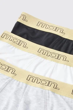boohooMAN 3 Pack Man Gold Waistband Briefs | UK| Underwear & Socks|Underwear & Socks