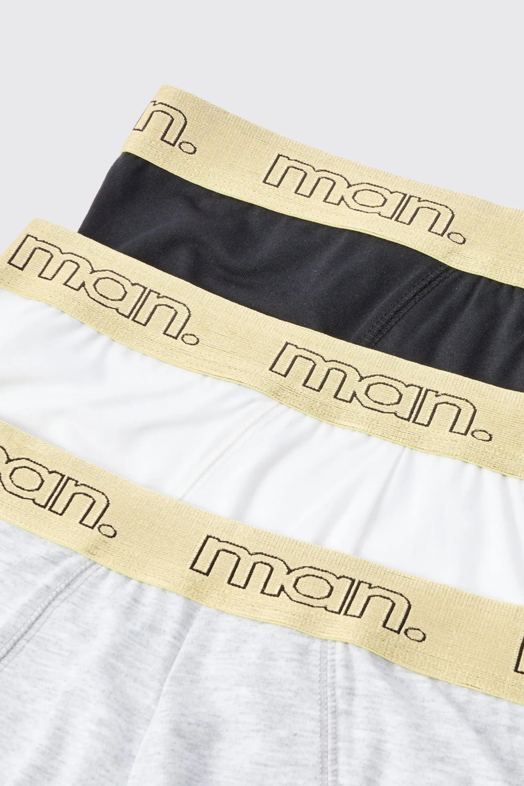 boohooMAN 3 Pack Man Gold Waistband Briefs | UK| Underwear & Socks|Underwear & Socks