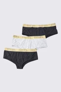 boohooMAN 3 Pack Man Gold Waistband Briefs | UK| Underwear & Socks|Underwear & Socks