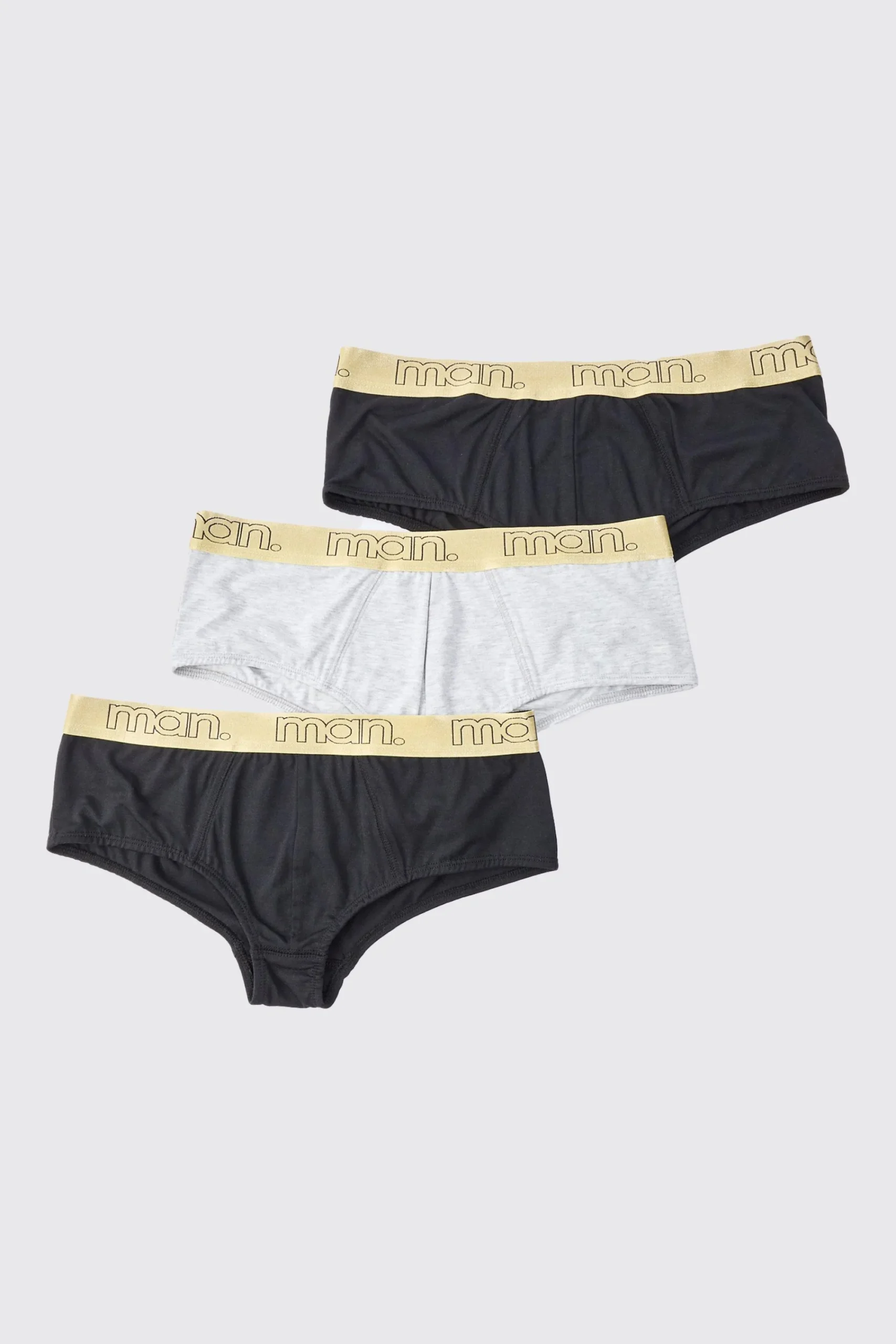 boohooMAN 3 Pack Man Gold Waistband Briefs | UK| Underwear & Socks|Underwear & Socks