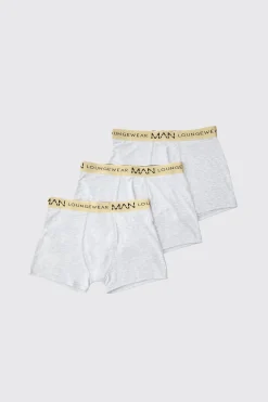 boohooMAN 3 Pack Man Lounge Gold Waistband Boxers | UK| Underwear & Socks|Underwear & Socks