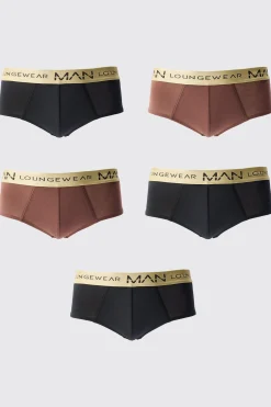 boohooMAN 5 Pack Man Lounge Gold Waistband Briefs | UK| Underwear & Socks|Underwear & Socks