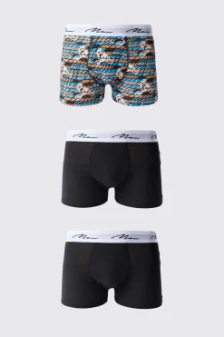 boohooMAN 3 Pack Man Moto Cross Printed Boxers | UK| Underwear & Socks|Underwear & Socks