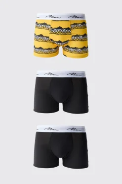boohooMAN 3 Pack Man Moto Printed Boxers | UK| Underwear & Socks|Underwear & Socks