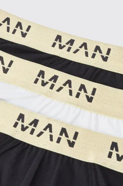 boohooMAN 3 Pack Man Roman Gold Waistband Briefs In | UK| Underwear & Socks|Underwear & Socks