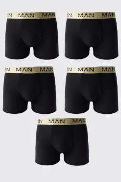 boohooMAN 5 Pack Man Roman Gold Waistband Boxers In | UK| Underwear & Socks|Underwear & Socks