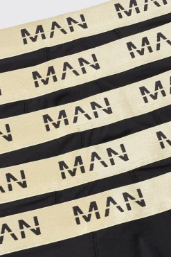 boohooMAN 5 Pack Man Roman Gold Waistband Boxers In | UK| Underwear & Socks|Underwear & Socks