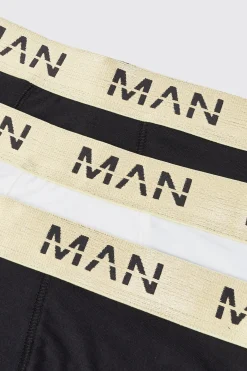 boohooMAN 3 Pack Man Roman Gold Waistband Boxers In | UK| Underwear & Socks|Underwear & Socks