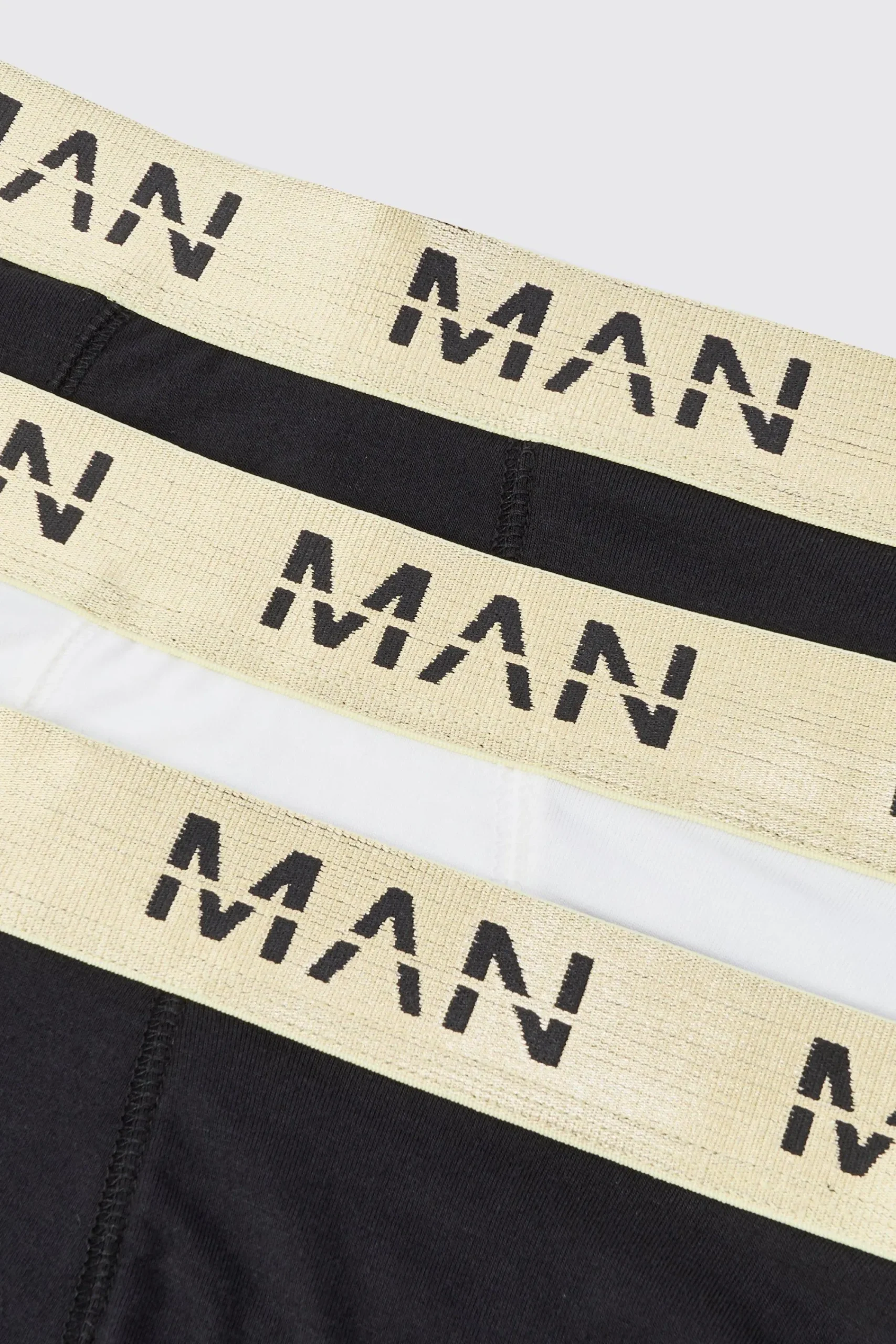 boohooMAN 3 Pack Man Roman Gold Waistband Boxers In | UK| Underwear & Socks|Underwear & Socks