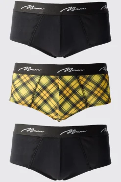 boohooMAN 3 Pack Man Signature Check Printed Briefs | UK| Underwear & Socks|Underwear & Socks