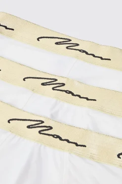 boohooMAN 3 Pack Man Signature Gold Waistband Boxers In | UK| Underwear & Socks|Underwear & Socks