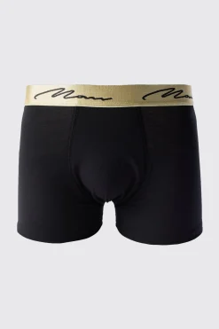 boohooMAN 3 Pack Man Signature Gold Waistband Boxers In | UK| Underwear & Socks|Underwear & Socks