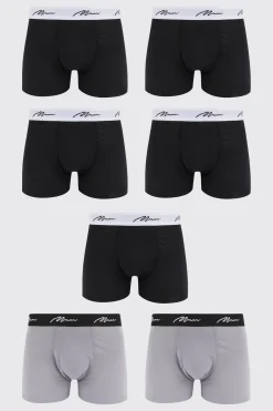 boohooMAN 7 Pack Man Signature Mixed Colour Trunks | UK| Underwear & Socks|Underwear & Socks